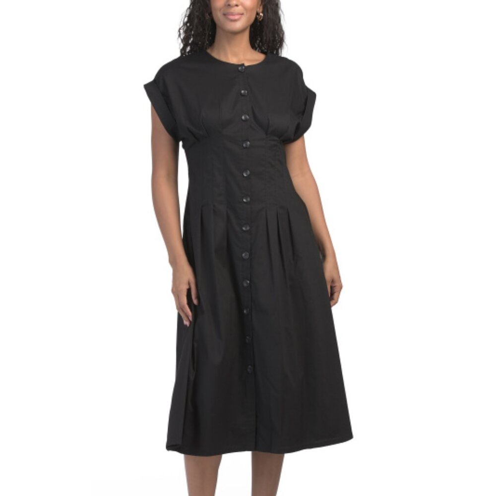 CALVIN KLEIN Cinched Waist Midi Dress - Picture 2 of 4